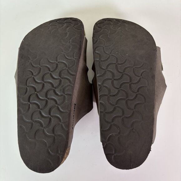 Birkenstock Arizona Sandals Size 39 Regular Brown Leather Soft Footbed Trashed - Picture 16 of 16